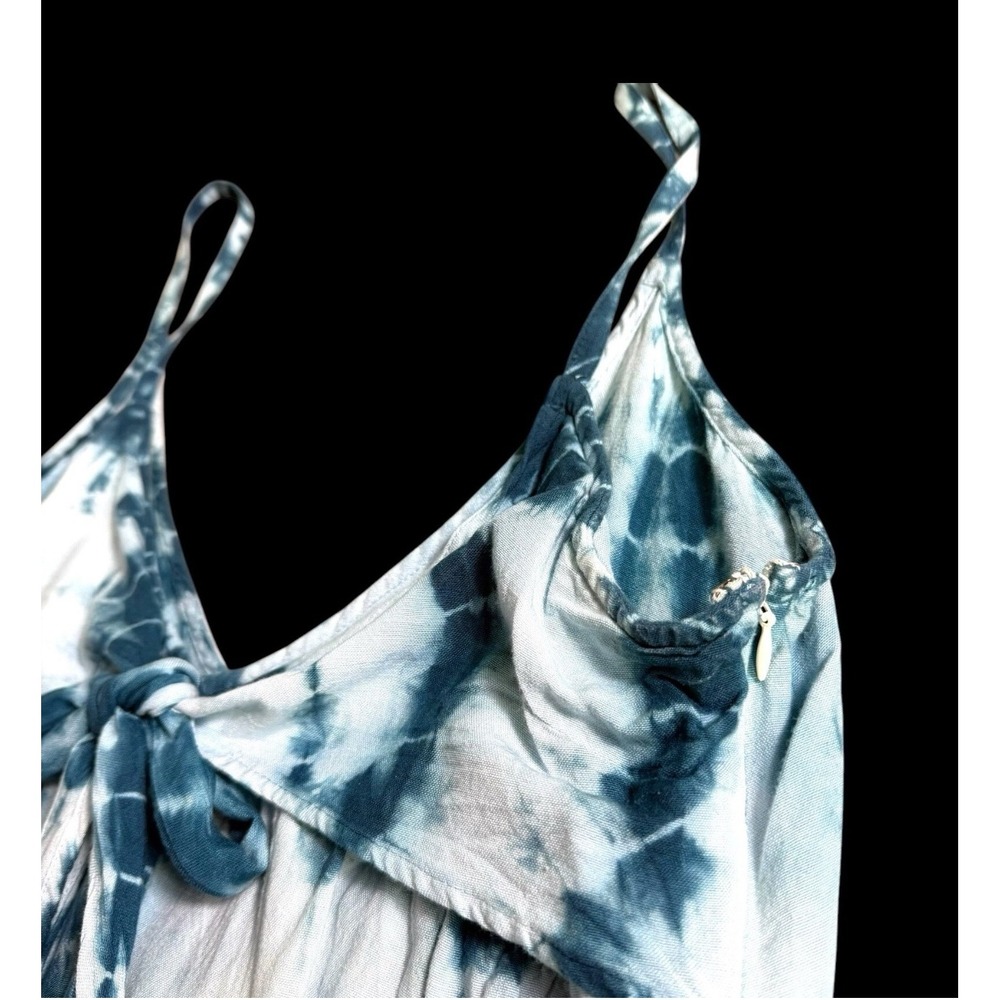 Attic Salt Blue Tie Dye Sleeveless Mini Dress, Casual Summer Sundress Size M - Picture 4 of 10